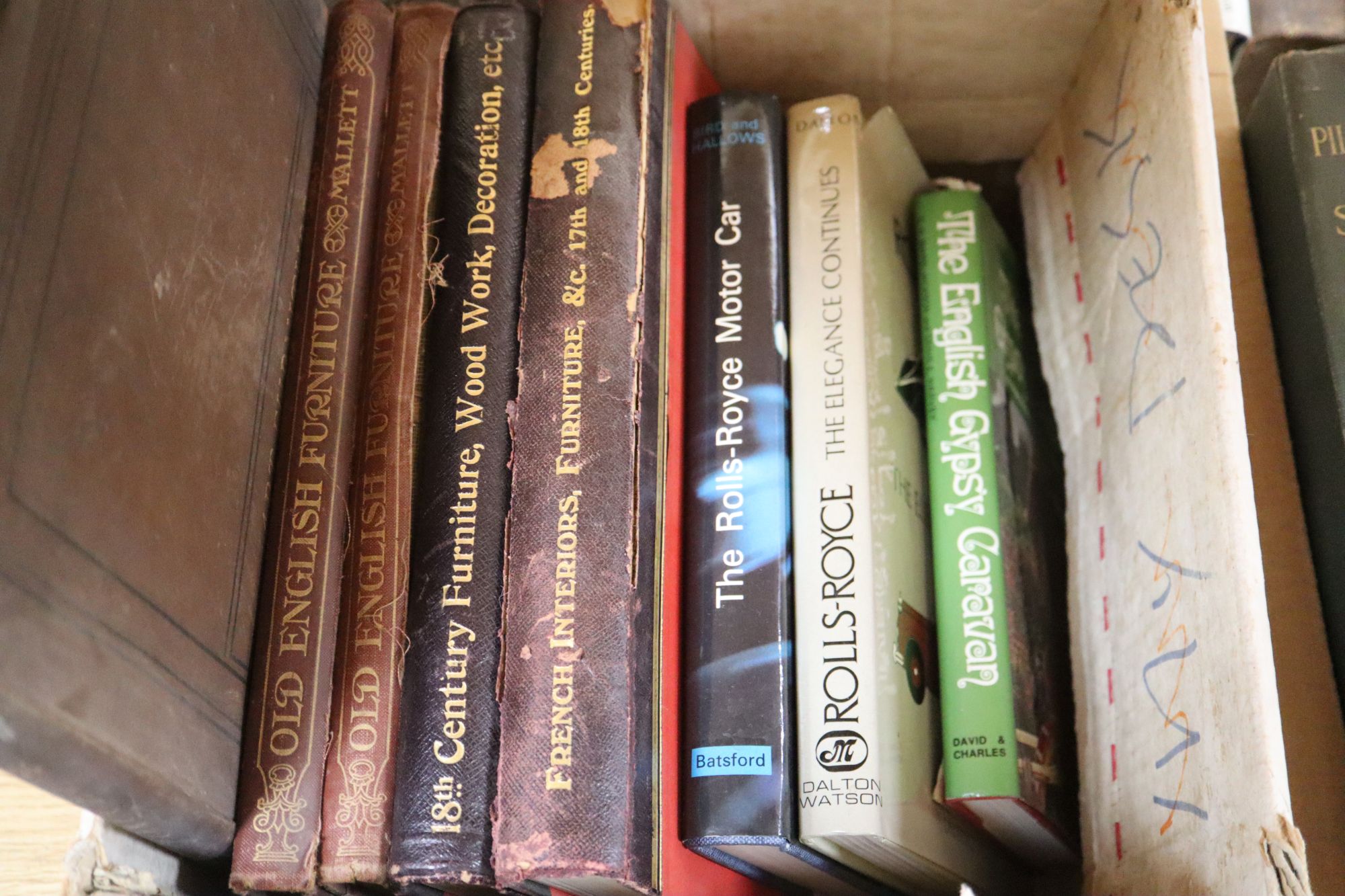 Miscellaneous books including Old English Furniture, The Rolls Royce Motor Car, The Age of Rococo, Coins of England, etc.